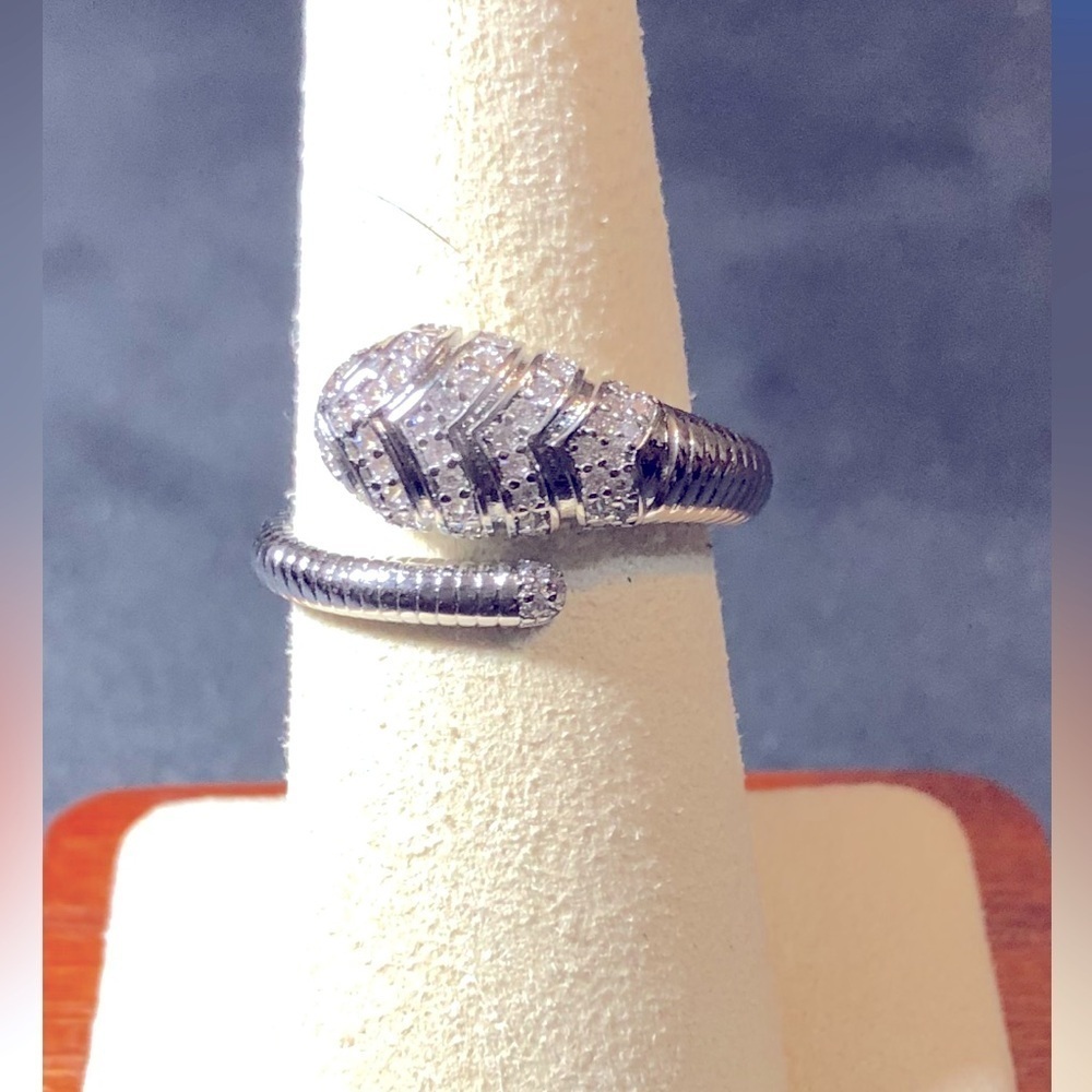 🔥 NEW Pretty Bird 18K White Gold Plated Wrap Crystal Adjustable Ring